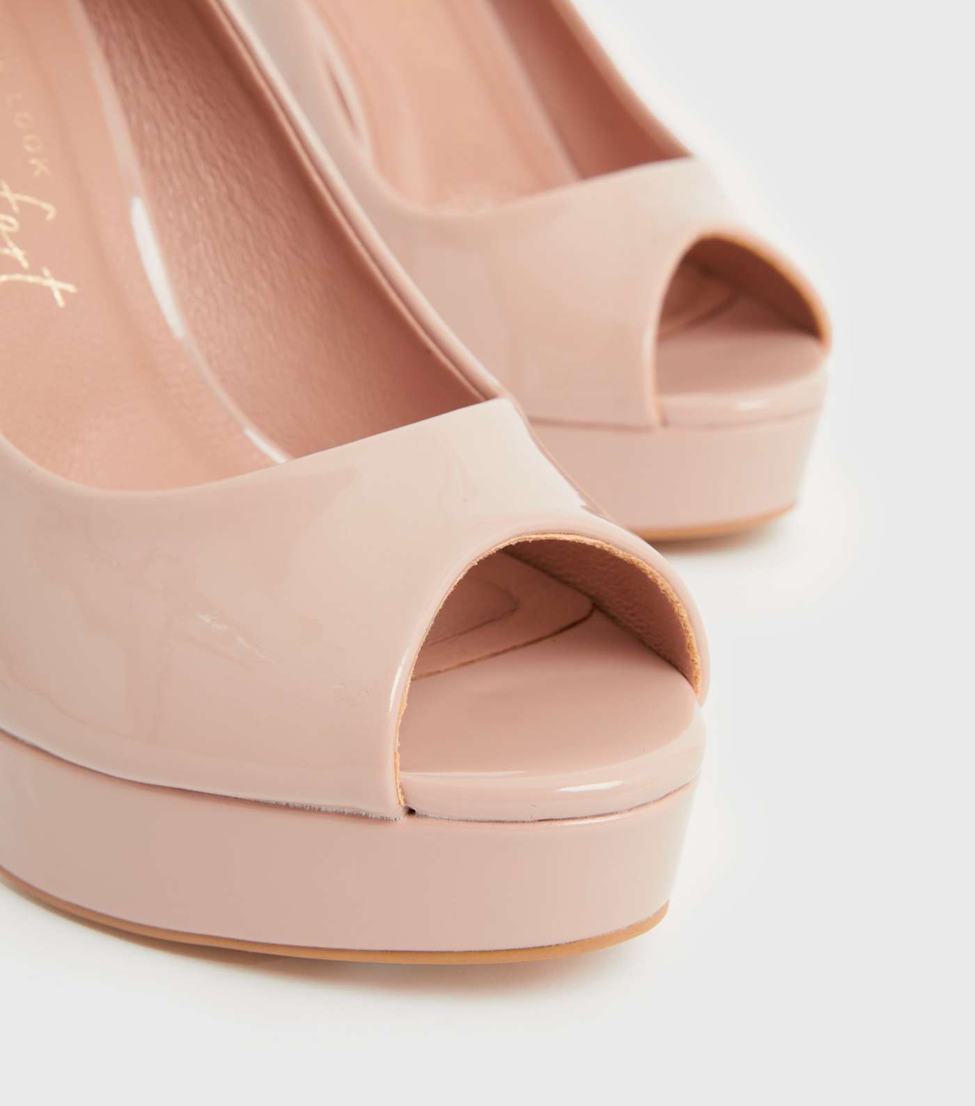Pale Pink Patent Stiletto Heel Platform Court Shoes Image 4