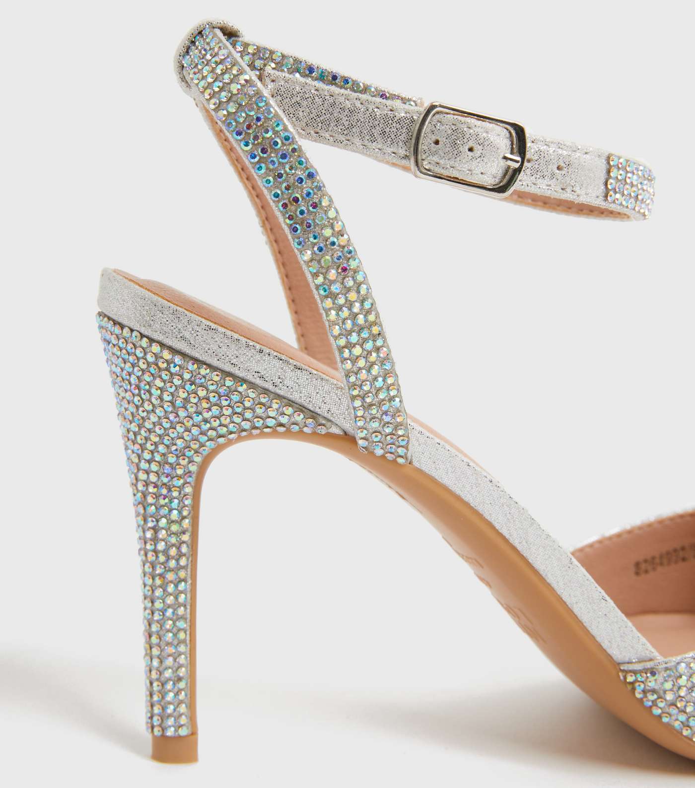 Silver Diamanté Stiletto Heel Court Shoes Image 4