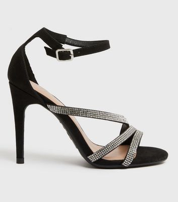 New Look flared mid heeled sandals in black | ASOS