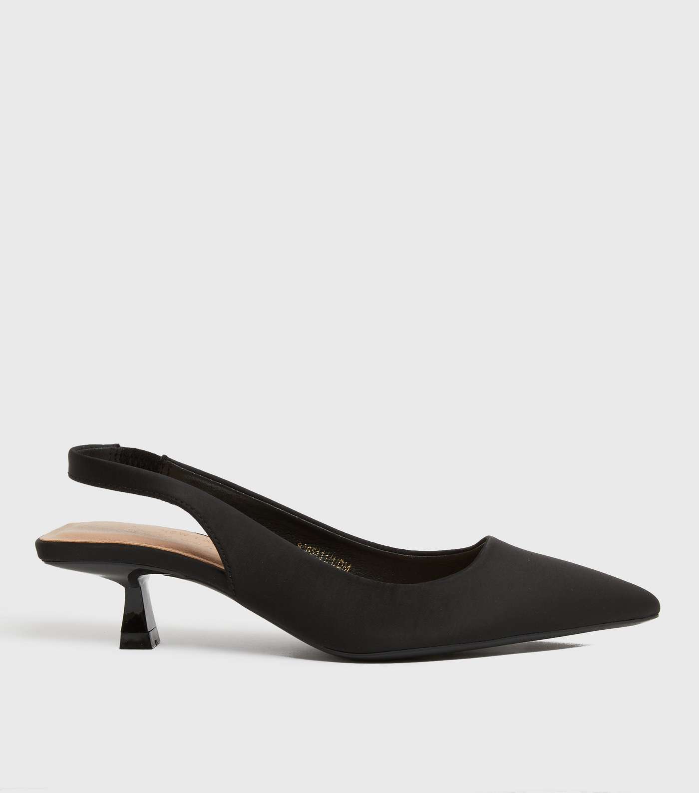 Black Satin Kitten Heel Court Shoes
