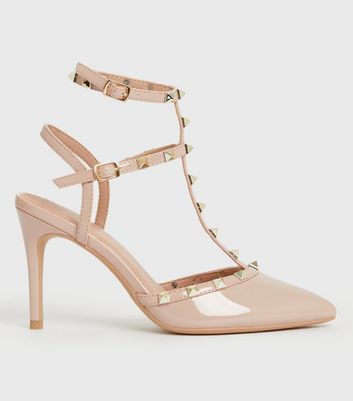 Pink Metallic Faux Snake Strappy Stiletto Heel Sandals | New Look