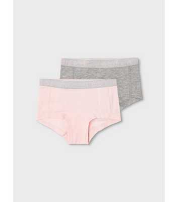 Name It 2 Pack Pale Pink and Grey Logo Hipster Briefs