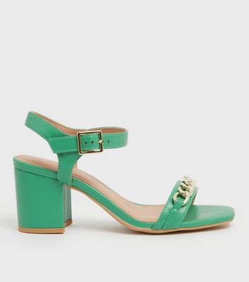 Green sales block sandals