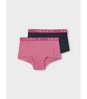 Name It 2 Pack Pink and Black Glitter Logo Hipster Briefs
