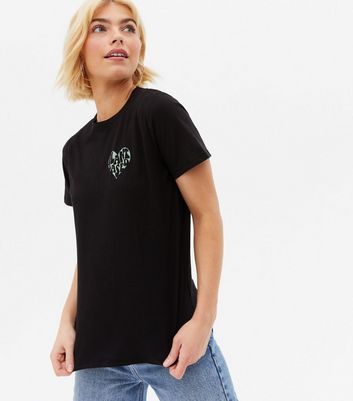 Black Plant Based Heart Logo T-Shirt 