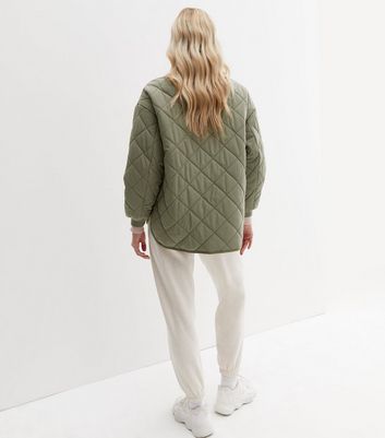 quilted collarless coat