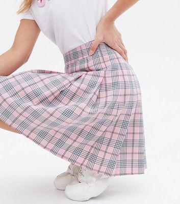 Pink Check Pleated Mini Tennis Skirt New Look