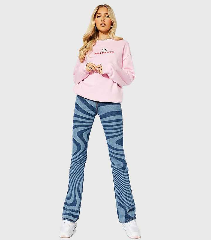 Skinnydip Blue Hello Kitty Wide Leg Jeans