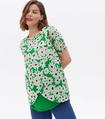 Click to view product details and reviews for Maternity Green Floral Wrap Nursing T Shirt New Look.