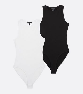 Click to view product details and reviews for 2 Pack Black And White Vest Bodysuits New Look.
