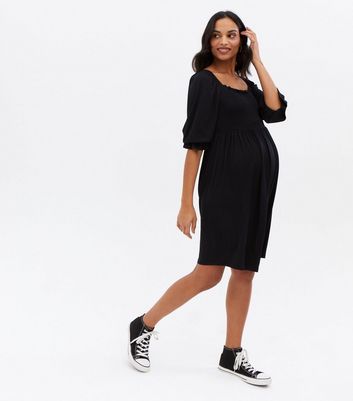 Damen Bekleidung Maternity Black Jersey Shirred Mini Dress
