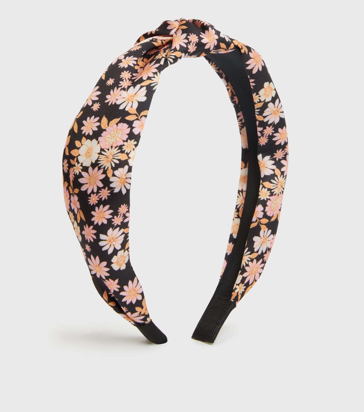 Black Retro Floral Knot Headband