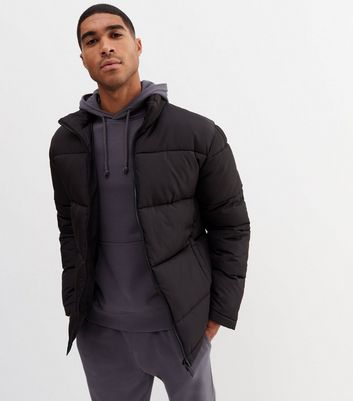 ASOS DESIGN puffer jacket with high neck in stone