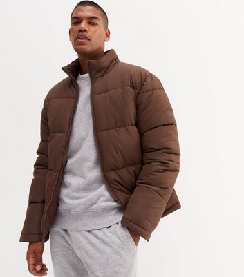 Brown High Neck Puffer Jacket New Look