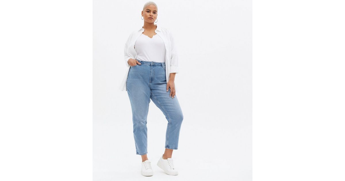 Vero Moda Curves Blue Ankle Grazing Mom Jeans | New Look