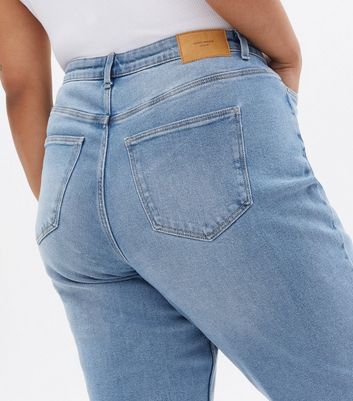 Vero Moda Curves Blue Ankle Grazing Mom Jeans New Look