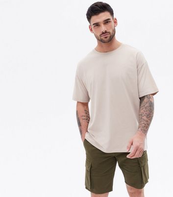 Stone Jersey Short Sleeve Oversized T-Shirt | New Look