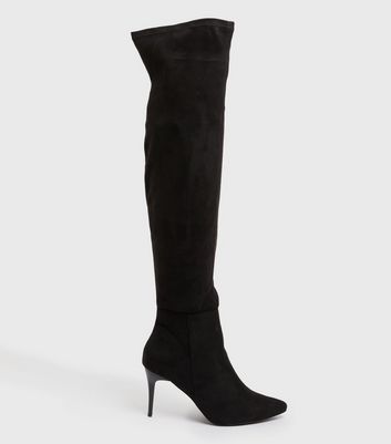 Black Suedette Stiletto Knee High Boots | New Look