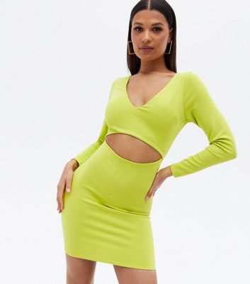 Light Green Cut Out Mini Bodycon Dress New Look