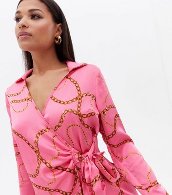 Pink chain hotsell print dress