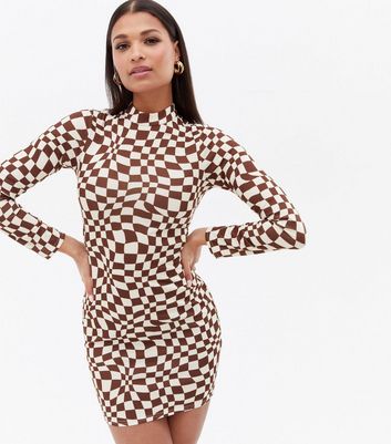 checkerboard overall dress