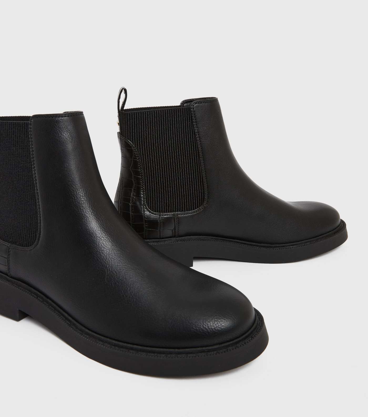 Black Leather-Look Chelsea Ankle Boots Image 3