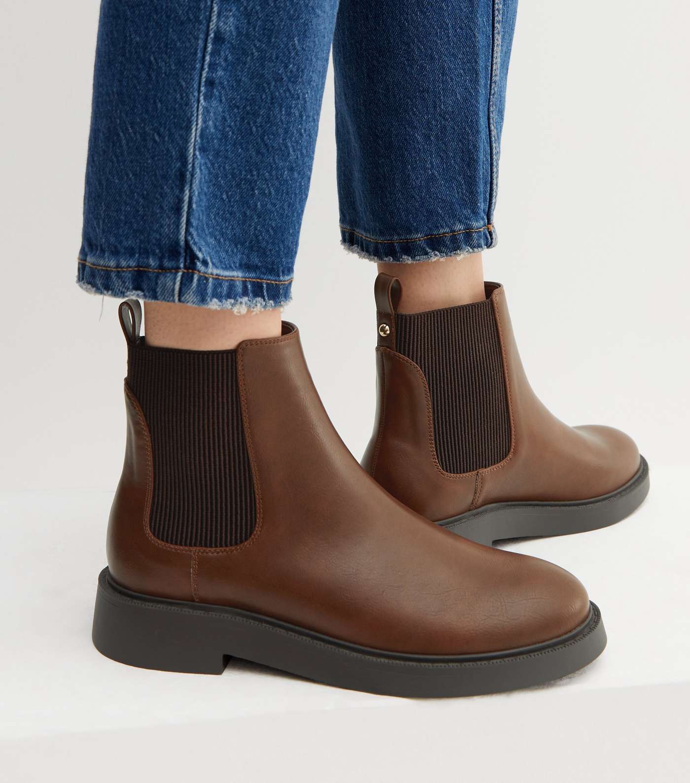 Tan Leather-Look Chelsea Ankle Boots Image 2