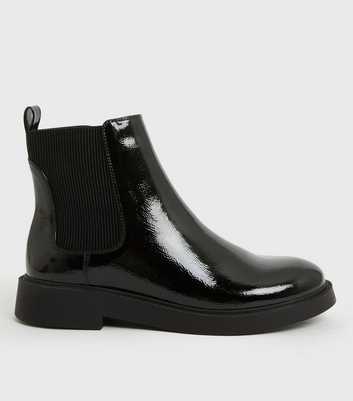 Black Patent Chelsea Boots
