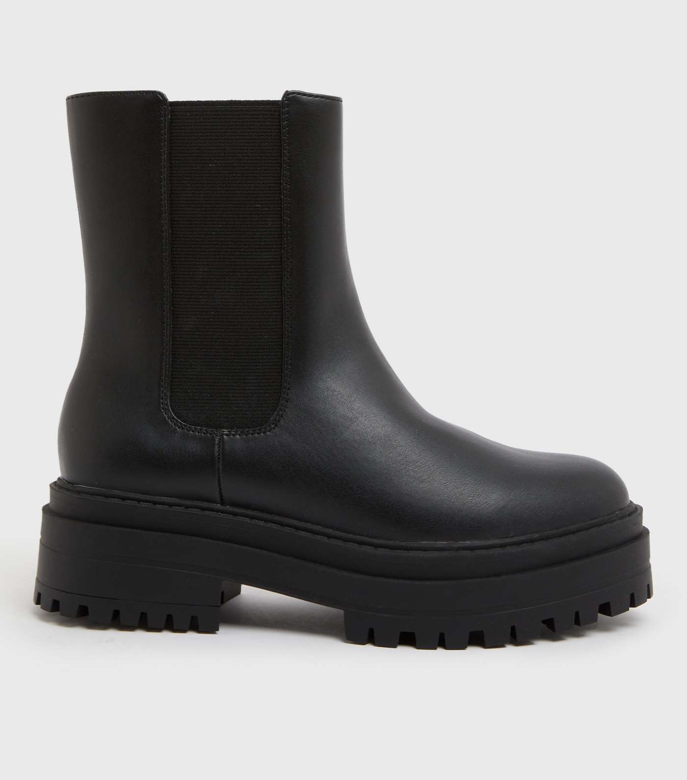 Black Rounded Chunky Chelsea Boots