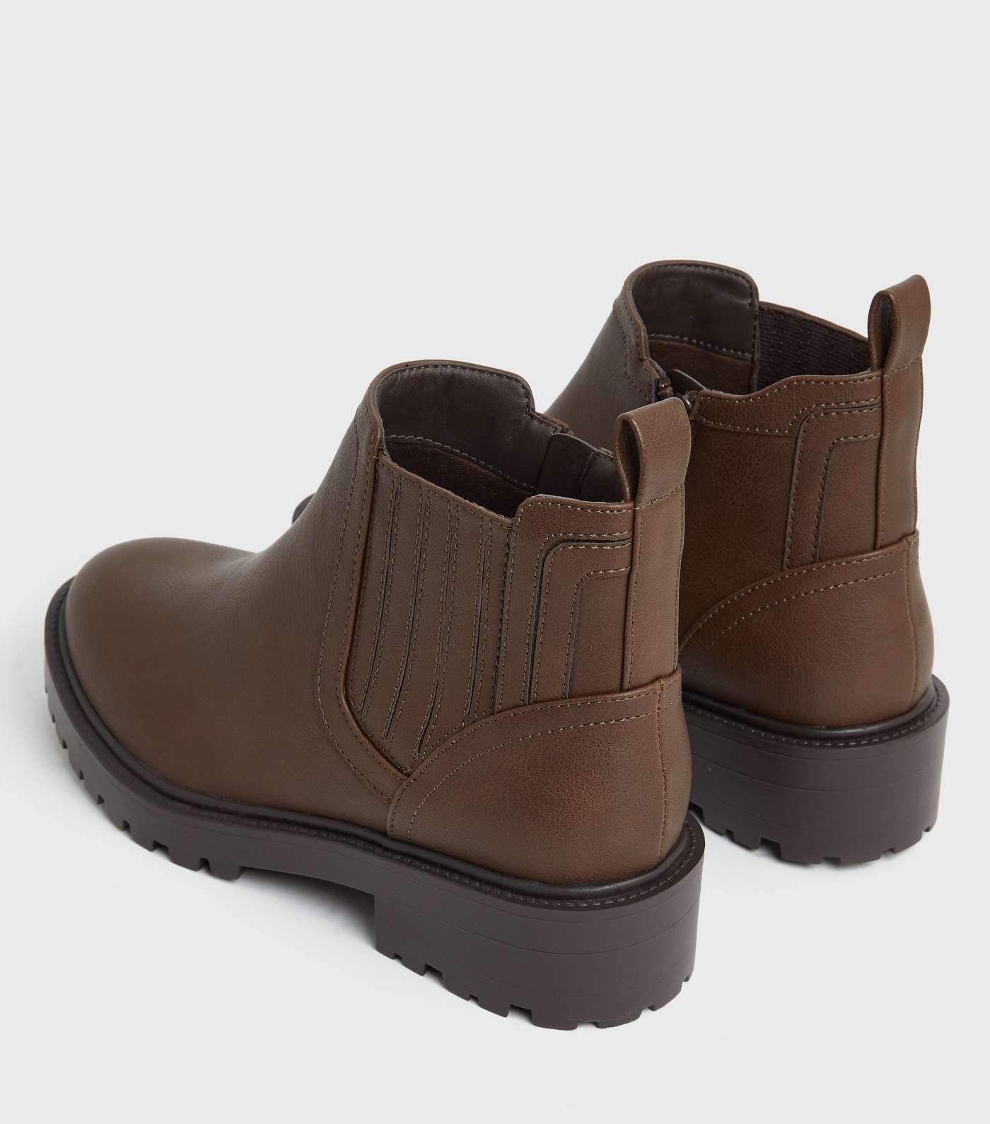 Extra Wide Fit Brown Chunky Chelsea Boots Image 4