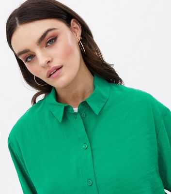 Green Long Sleeve Oversized Shirt New Look