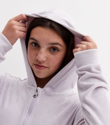 KIDS ONLY Lilac Velour Zip Hoodie | New Look