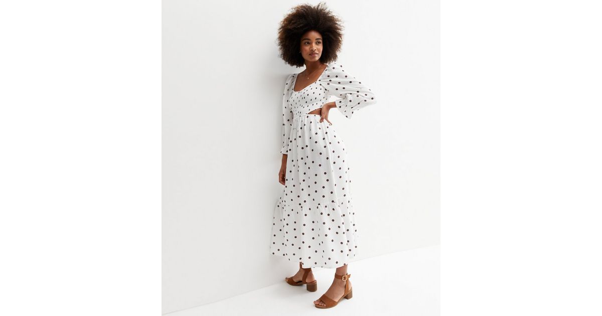 White Spot LinenLook Cut Out Tiered Midi Dress New Look