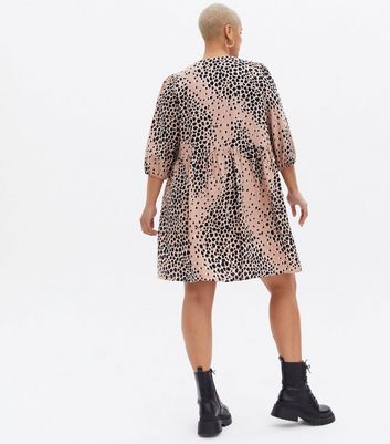 Curves Pink Leopard Print Mini Smock 
