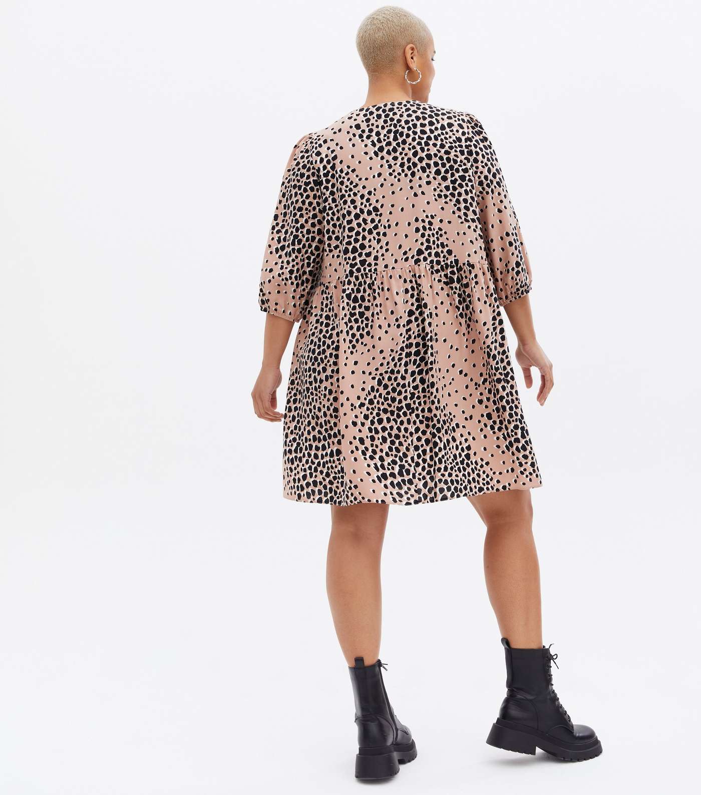 Curves Pink Leopard Print Mini Smock Dress Image 4