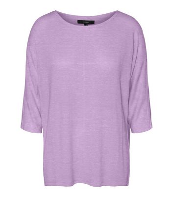 Vero Moda Curves Lilac 3/4 Sleeve T-Shirt New Look
