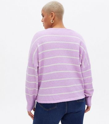 Click to view product details and reviews for Vero Moda Curves Lilac Stripe V Neck Jumper New Look.