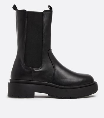 black high ankle chunky boots