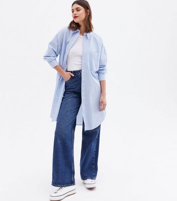 Only Pale Blue Stripe Long Shirt New Look