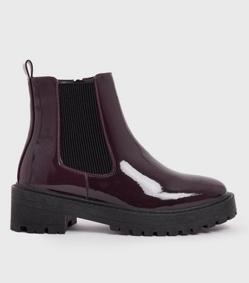 Dark red cheap patent boots