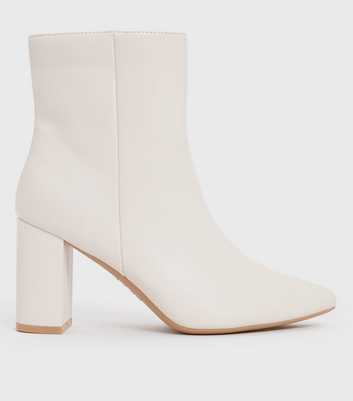 Off White Block Heel Pointed Boots