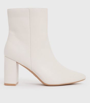 Off White Block Heel Pointed Boots | New Look