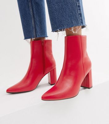 Heeled best sale red boots