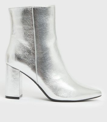 Silver pointed boots on sale