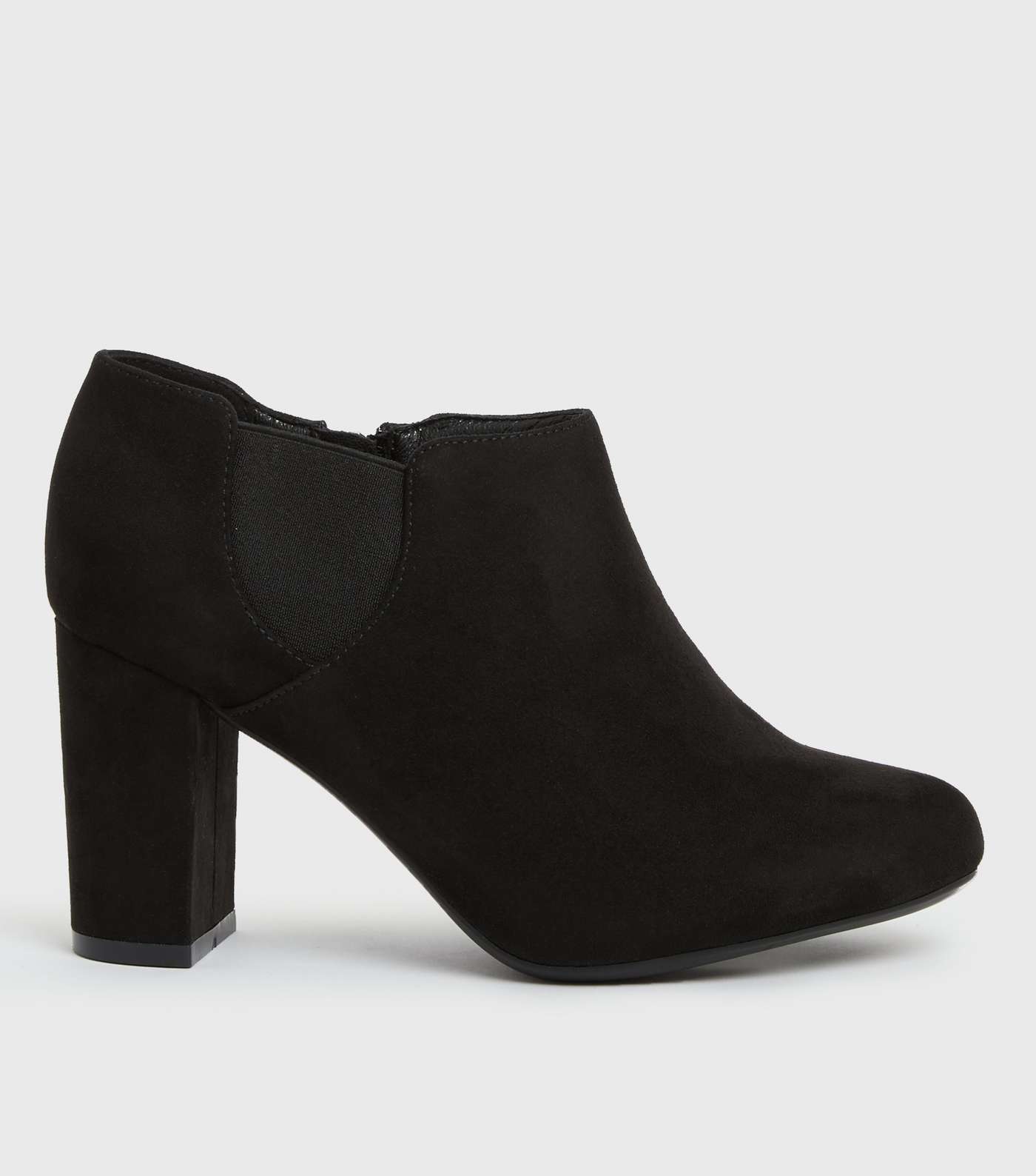Extra Wide Fit Black Suedette Block Heel Shoe Boots
