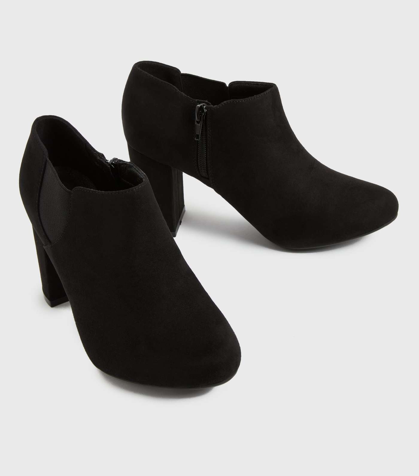 Extra Wide Fit Black Suedette Block Heel Shoe Boots Image 3