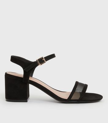 black mid heel sandals wide fit