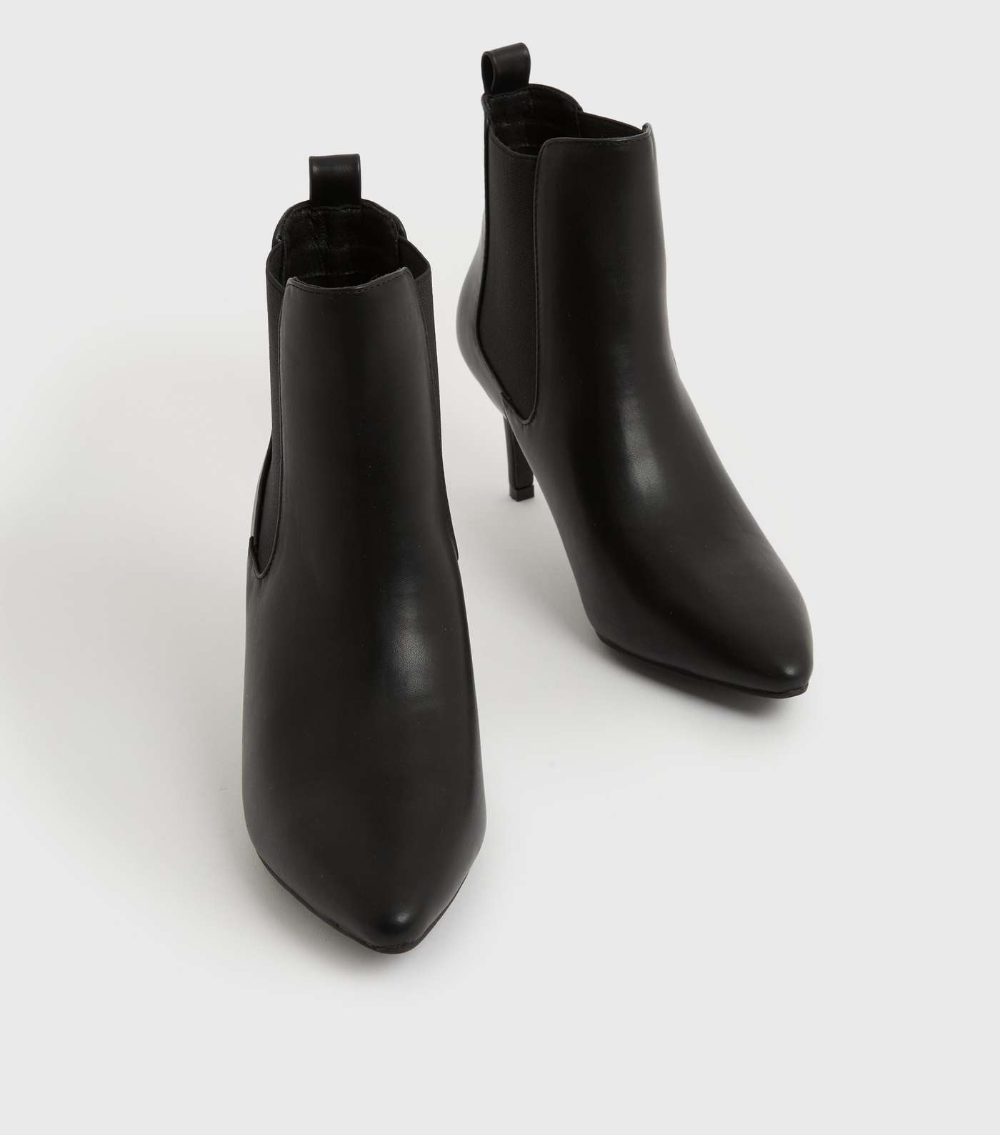 Black Leather-Look Stiletto Chelsea Shoe Boots Image 3