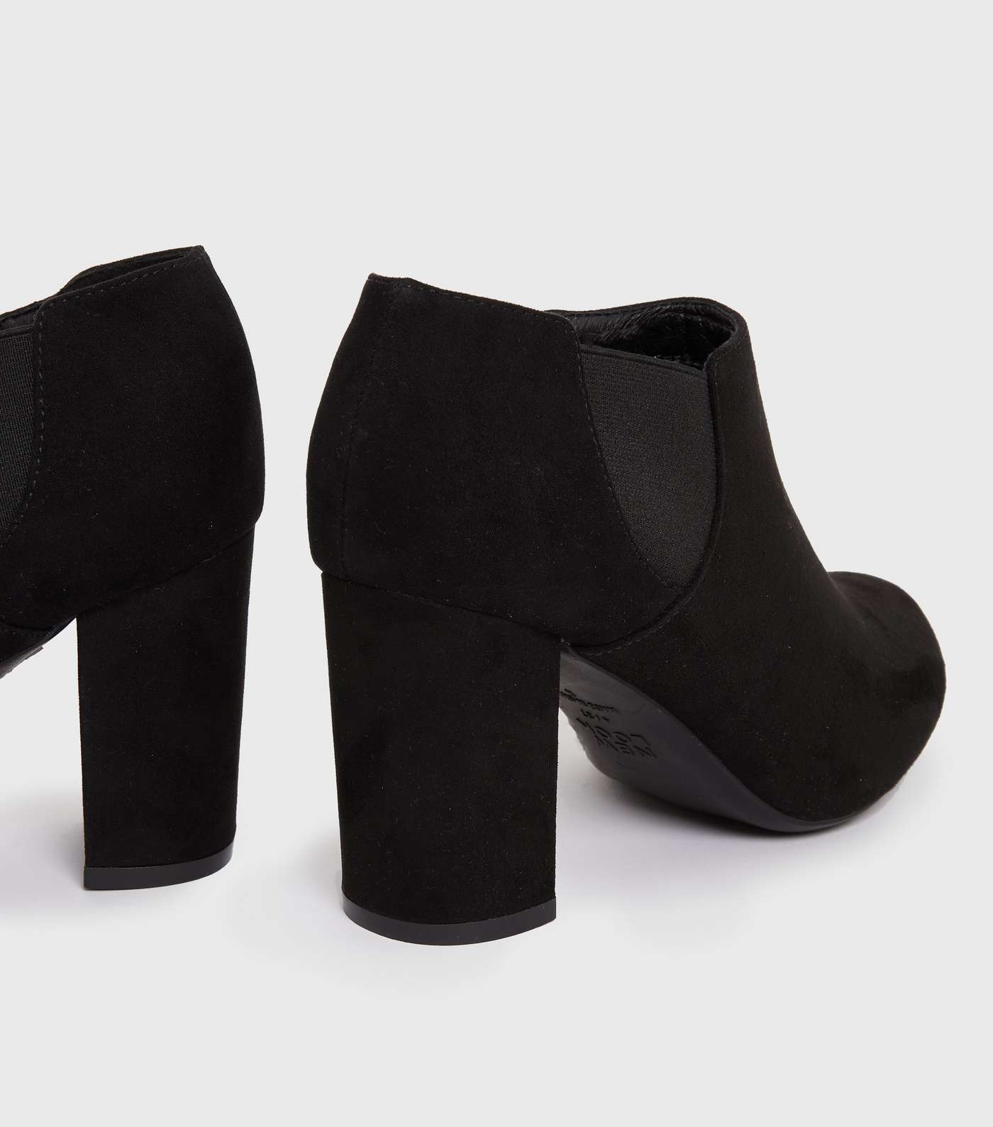 Wide Fit Black Suedette Block Heel Shoe Boots Image 4
