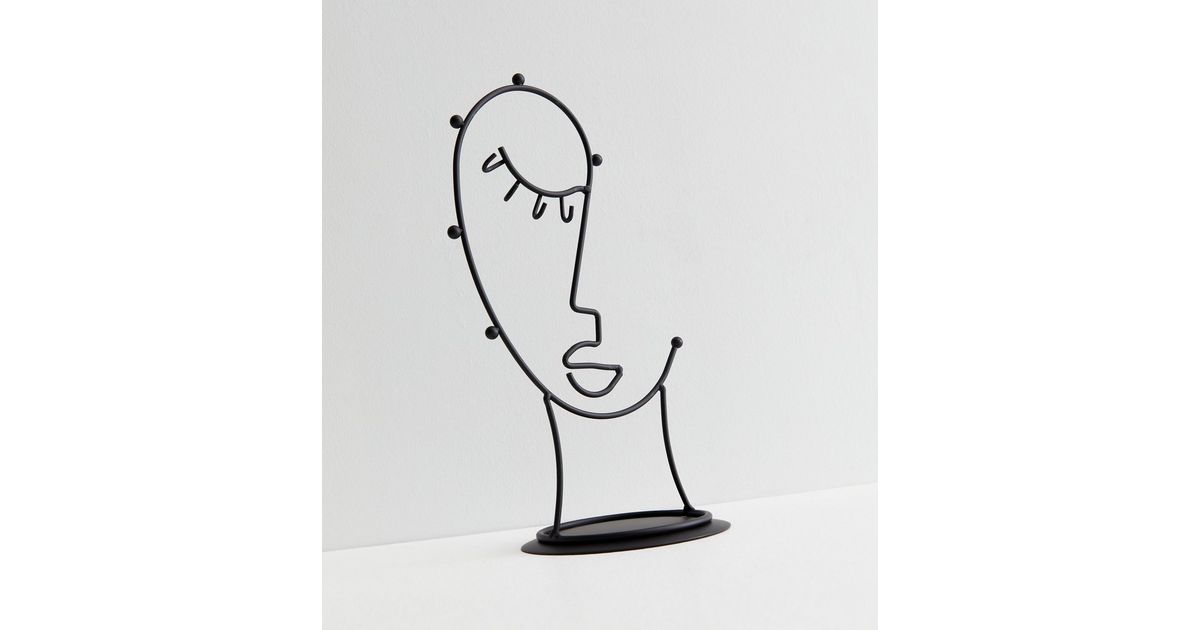 Black Abstract Face Jewellery Stand New Look